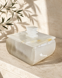 Alhajero de Ónix Blanco Natural | Caja Artesanal 7 × 7 cm