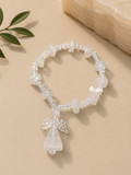 Decenario Pulsera de Ónix Blanco con Ángel