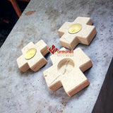 PORTAVELA DE MARMOL MODELO CRUZ 10X10 CM