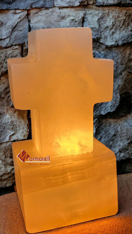 LÁMPARA CRUZ DE PIEDRA ONIX MOD: CRUZ 11 CM
