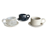 Juego De Taza Con Plato En Piedra Natural De Mármol Y Ónix
