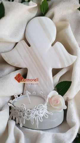 ANGELITO DE PIEDRA ÓNIX PORTA VELA 12 CM, MODELO: SOL