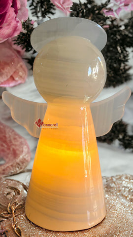 LÁMPARA ÁNGEL DE PIEDRA ÓNIX NATURAL MOD GALA 16 CM
