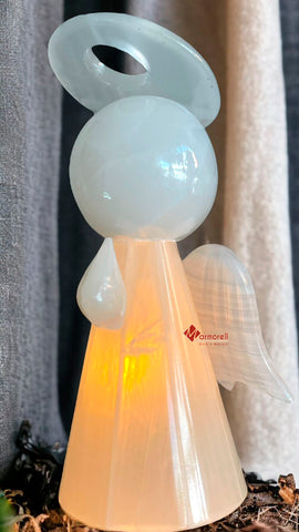 LÁMPARA ÁNGEL DE PIEDRA ÓNIX NATURAL MOD CANDY 17 CM