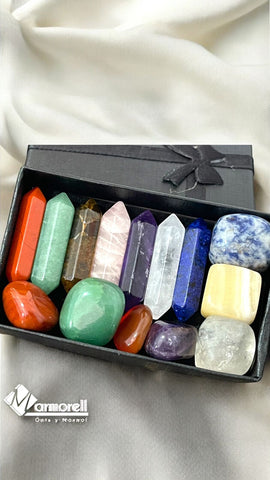 Kit Cuarzos, 14 Piedras Energéticas. Set Siete Chakras, de bolsillo