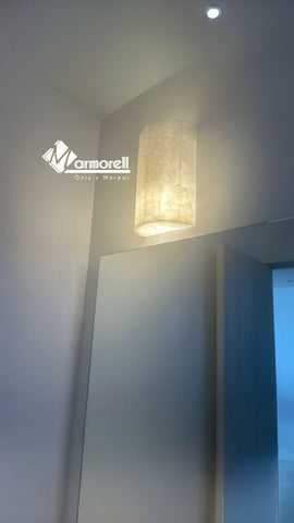 ARBOTANTE MEDIA CAÑA 30X20 MARQUETERIA DE ONIX 30X20 CON TAPA SUPERIOR E INFERIOR