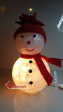 Lampara Muñequito de nieve, frosty con gorrito y bufanda de fieltro