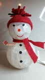 Lampara Muñequito de nieve, frosty con gorrito y bufanda de fieltro