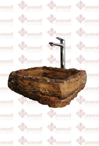 OVALIN, LAVABO DE MÁRMOL TRAVERTINO ROJO DISEÑO: MALLORCA. ENVIO GRATIS