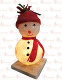 Lampara Muñequito de nieve, frosty con gorrito y bufanda de fieltro