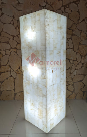 JGO DE 3 LAMPARAS DE ONIX BLANCO CON CENEFA INFERIOR CHOCOLATE 30X30. ENVIO GRATIS