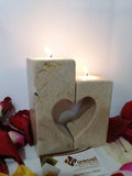 PORTAVELAS DE MARMOL CON DISEÑO DE CORAZON. SAN VALENTIN
