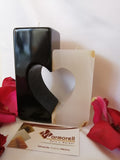 Porta velas Corazón Ónix Blanco Y Mármol Negro
