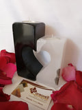Porta velas Corazón Ónix Blanco Y Mármol Negro