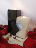 Porta velas Corazón Ónix Blanco Y Mármol Negro