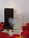 Porta velas Corazón Ónix Blanco Y Mármol Negro