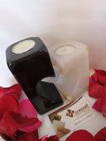 Porta velas Corazón Ónix Blanco Y Mármol Negro