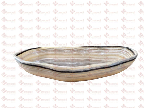 Bandeja De Piedra Natural De Onix Emperador 75x39x13 Cm.