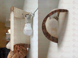LAMPARA PARED ARBOTANTE. PIEDRA ONIX MOD: MEDIA CAÑA 20X20 CM