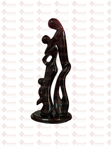 Escultura En Mármol Negro La Familia 25 Cm . Decoración