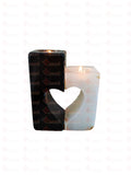 Porta velas Corazón Ónix Blanco Y Mármol Negro